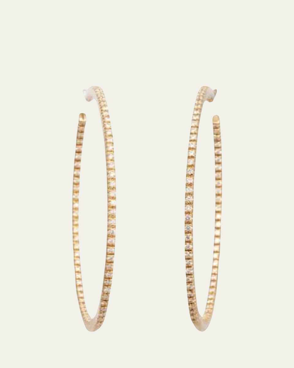 18K Yellow Gold Diamond Round Small Perfect Hoop Earring